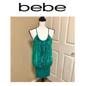 Bebe sequin emerald dress